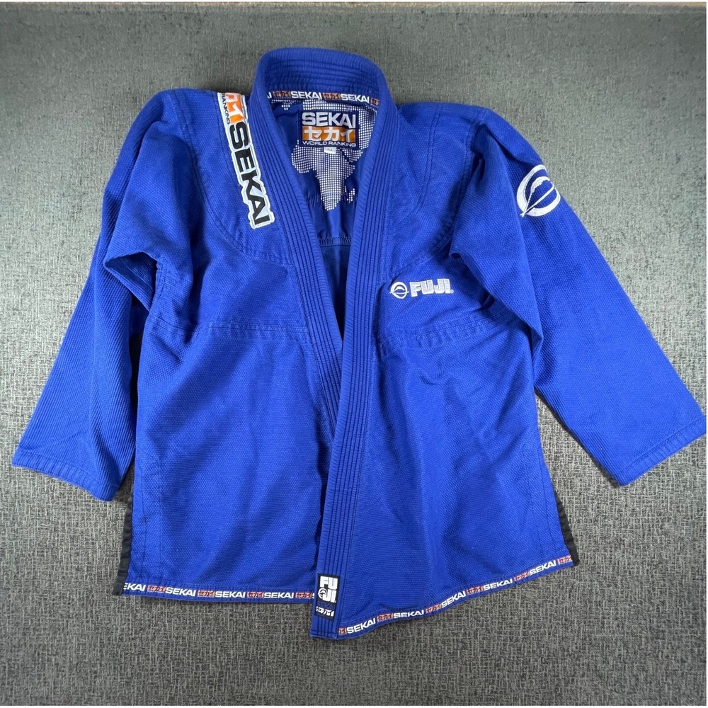 Fuji Sekai World Ranking BJJ Gi Kimono Jacket Blue Mens A4 Brazilian Jiu Jitsu